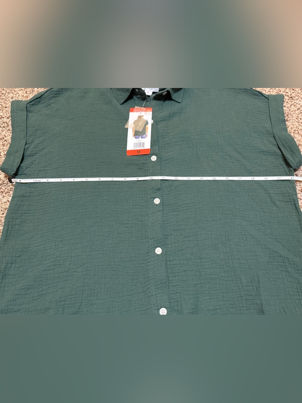 Jessica Simpson Green Cotton Gauze Short Sleeve Blouse Top Size M NWT - Picture 5 of 6